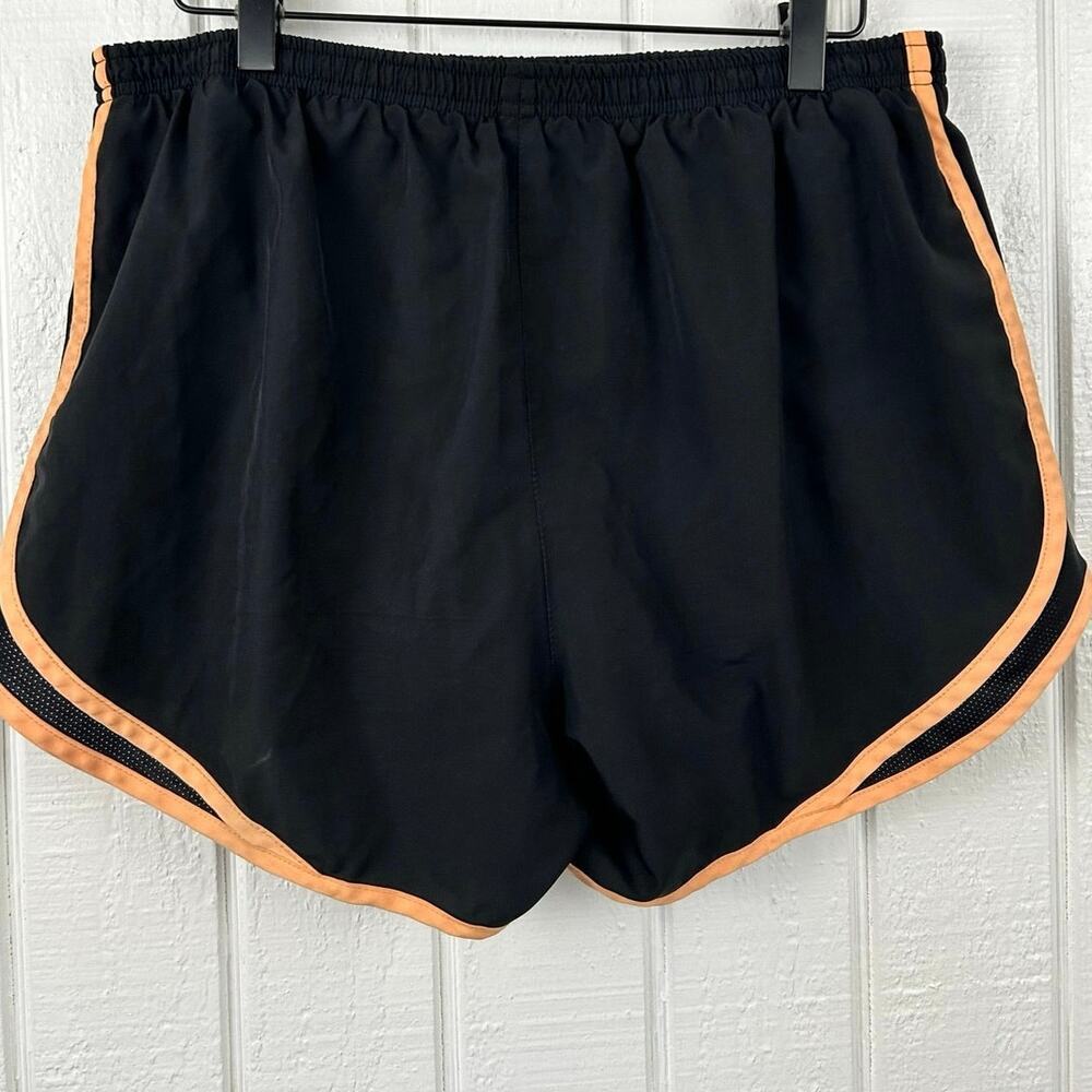 Nike Dri Fit Black Running Shorts Orange Trim Athletic Women Size Large - Picture 4 of 6